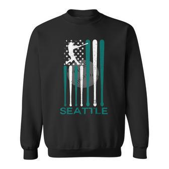 Vintage Seattle Baseball Soul American Us Flag Sweatshirt - Seseable