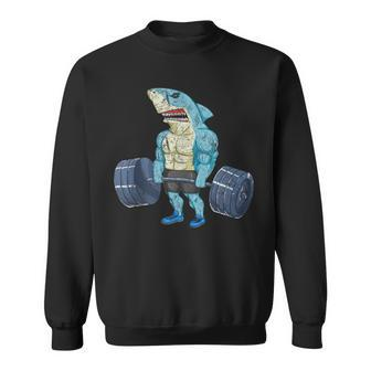 Vintage Shark Weightlifting Bodybuilder Muscle Fitness Sweatshirt - Monsterry