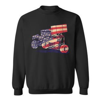 Vintage Sprint Car American Flag Racer Racing Men Sweatshirt - Monsterry UK