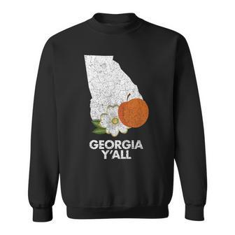 Vintage State Of Georgia Flag Peach Y'all Sweatshirt - Monsterry