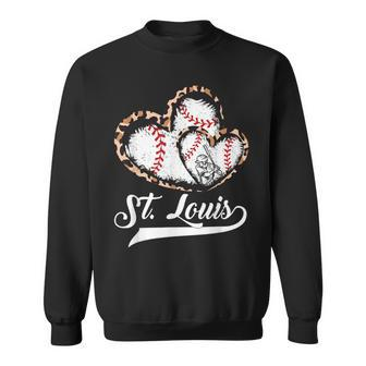 Vintage StLouis Baseball Leopard Heart Baseball Fans Sweatshirt | Mazezy