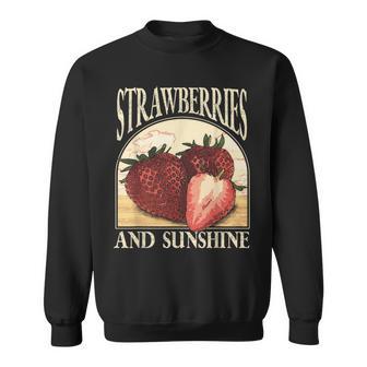 Vintage Strawberry Vegetarian Fruit Strawberries Vegan Sweatshirt - Monsterry