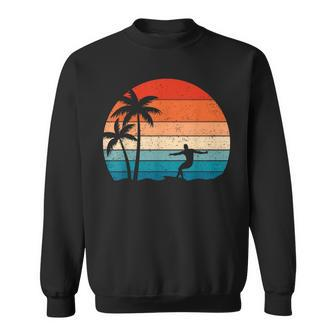 Vintage Sunset Palm Surfer Retro Surfing Beach Surf Sweatshirt - Seseable