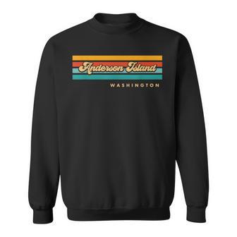 Vintage Sunset Stripes Anderson Island Washington Sweatshirt - Monsterry AU