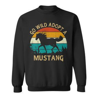 Vintage Sunset Wild Mustang Horse Go Wild Adopt A Mustang Sweatshirt | Mazezy DE