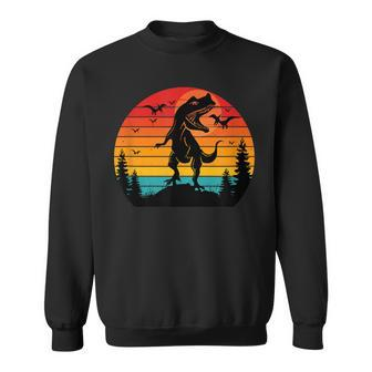 Vintage T-Rex Dinosaurier März Retro Sonnenuntergang Dinosaurier Sweatshirt - Seseable