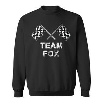 Vintage Team Fox Family Name Checkered Flag Racing Sweatshirt - Seseable