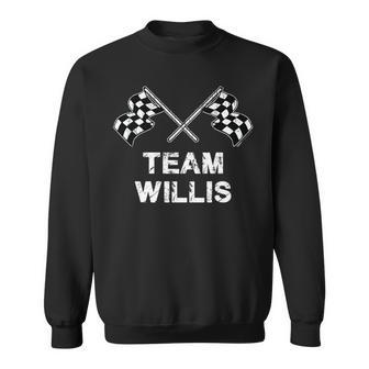 Vintage Team Willis Family Name Checkered Flag Racing Sweatshirt - Seseable