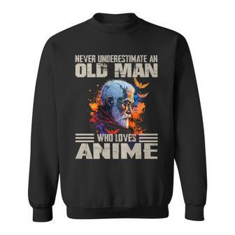 Vintage Never Underestimate An Old Man Who Loves Anime Cute Sweatshirt - Thegiftio UK