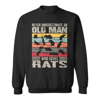 Vintage Never Underestimate An Old Man Who Loves Rats Cute Sweatshirt - Thegiftio UK
