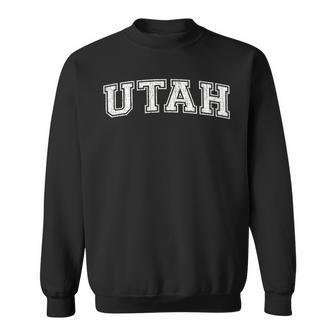 Vintage University-Look Utah White Sports Distressed Sweatshirt - Monsterry