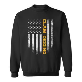 Vintage Usa American Flag Clams Clamming Clam Digging Digger Sweatshirt - Monsterry