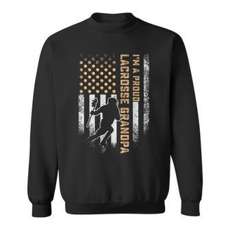 Vintage Usa American Flag I'm A Proud Lacrosse Grandpa Lax Sweatshirt - Monsterry CA