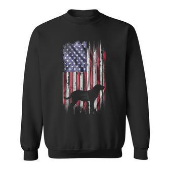 Vintage Usa Flag Love Labrador Retriever Dog Lab Silhouette Sweatshirt - Monsterry CA
