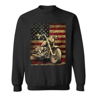 Vintage Usa Flag Motorcycle Retro Biker Mens Sweatshirt | Mazezy DE