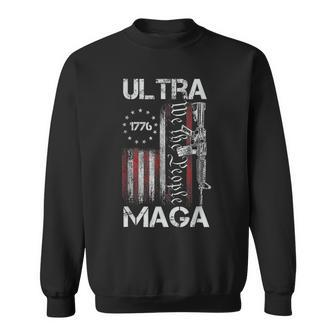 Vintage Usa Flag Ultra Maga Gun Usa 4Th Of July Trump 2024 Sweatshirt - Monsterry