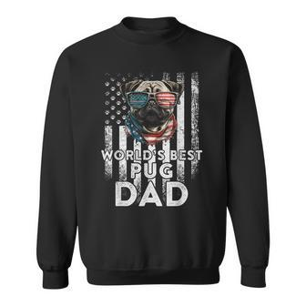 Vintage Usa Flag World's Best Pug Dog Dad Fathers Day Sweatshirt - Monsterry DE