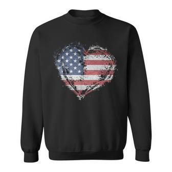 Vintage Usa Heart Shape American Flag Stylish Sweatshirt - Monsterry UK