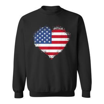 Vintage Usa Patriotic 4Th Of July Fourth American Flag Heart Sweatshirt - Monsterry DE