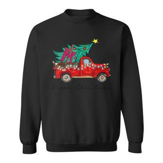 Vintage Wagon Red Truck Christmas Tree Pajama Xmas Sweatshirt - Monsterry DE