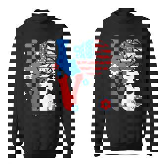 Volleyball Love 4Th Of July Us American Flag Volleyball Sweatshirt - Thegiftio