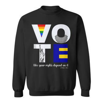 Vote Dissent Collar Statue Of Liberty Pride Flag Equality Sweatshirt - Monsterry DE