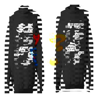 Wait What English Grammar Punctuation Marks Cartoon Sweatshirt - Seseable