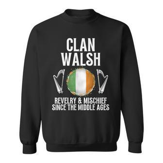 Walsh Surname Irish Family Name Heraldic Celtic Clan Sweatshirt - Seseable