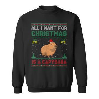 All I Want For Christmas Is A Capybara Ugly Sweater Sweatshirt - Monsterry