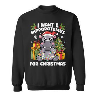 I Want A Hippopotamus For Christmas Hippo Christmas Sweatshirt - Monsterry AU