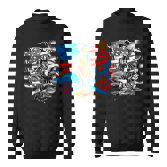 Washington Riding Shark July 4Th American Flag Sharks Sweatshirt | Mazezy
