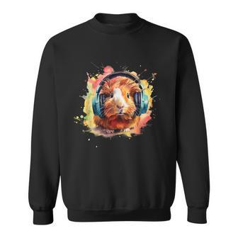 Watercolor Headphones Guinea Pig Sweatshirt - Thegiftio UK