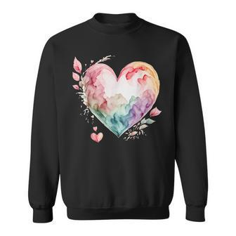 Watercolor Heart Valentine's Day Vintage Graphic Valentine Sweatshirt - Monsterry