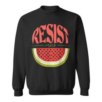 Watermelon Resist Palestine Arabic Watermelon Flag Sweatshirt - Monsterry DE