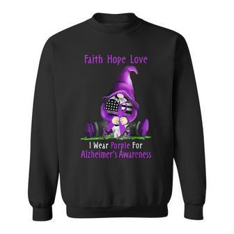 I Wear Purple For Alzheimer Awareness Gnome Faith Hope Love Sweatshirt - Monsterry CA
