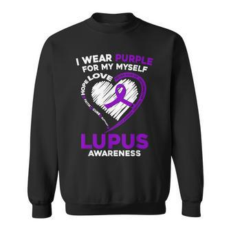 I Wear Purple For Myself Lupus Awareness Purple Ribbon Sweatshirt - Monsterry