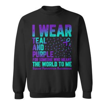 I Wear Teal And Purple For Someone Who Meant The World To Me Sweatshirt - Seseable