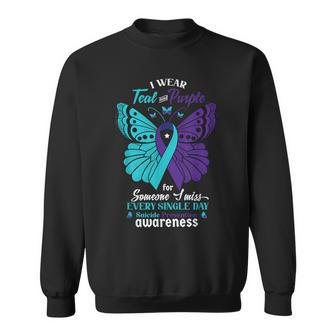 I Wear Teal And Purple Suicide Awareness Mental Health Sweatshirt - Monsterry