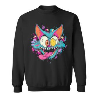 Weirdcore Dreamcore 90S Retro Funky Cat Weird Alt Aesthetic Sweatshirt - Thegiftio UK