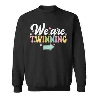 We're Twinning With My Bestie Twin Day Spirit Week Retro 70S Sweatshirt - Seseable