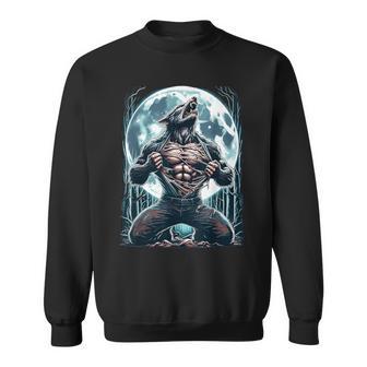 Werewolf Tearing Meme Ripping Alpha Tear Wolf Fullmoon Sweatshirt - Monsterry