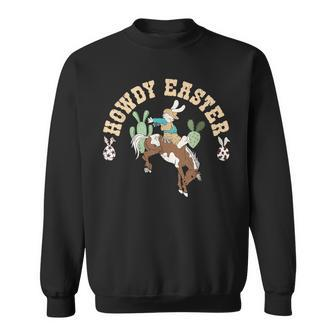 Western Howdy Easter Day Bunny Rabbit Cowboy Rodeo Women Sweatshirt - Thegiftio UK