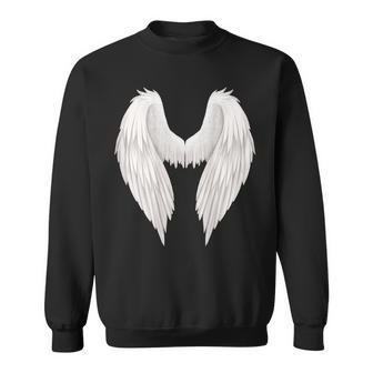 White Angel Wings On The Back Sweatshirt - Monsterry