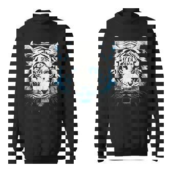 White Tiger Blue Eyes Wild Cat Animal Sweatshirt - Seseable