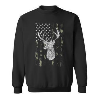 Whitetail Buck Deer Hunting American Camouflage Usa Flag Sweatshirt | Mazezy