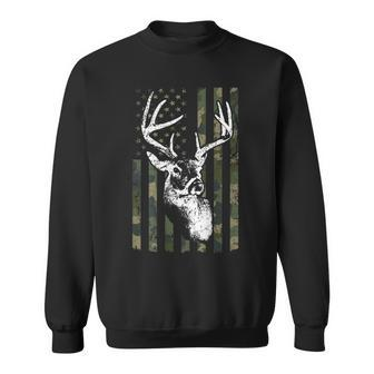 Whitetail Buck Deer Hunting Usa Camouflage Flag On Back Sweatshirt - Monsterry CA