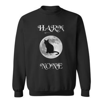 Wiccan Moon Cat Harm None Sweatshirt - Monsterry UK