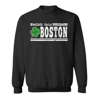 Wicked Smaht Boston Massachusetts Accent Smart Ma Distressed Sweatshirt - Monsterry