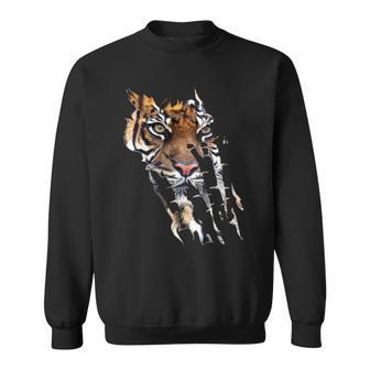 Wild Cat Bengal Tiger Face Claw Marks Sweatshirt - Monsterry UK