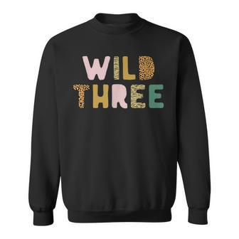 Wild And Three Wild Three Birthday Outfit Zoo Birthday Sweatshirt - Thegiftio UK